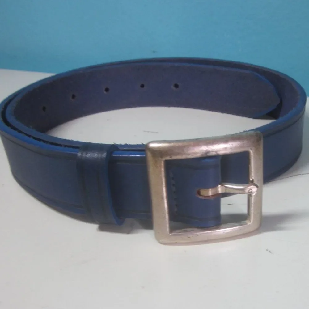 Gap Blue Leather Belt  Solid Brass Buckle  Fits 27